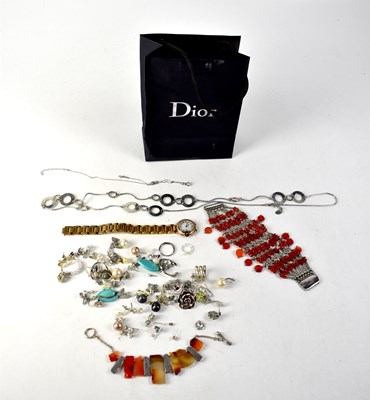 Lot 873 - A quantity of white metal and silver costume jewellery