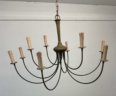 Lot 429 - Four brass mounted chandeliers with imitation...