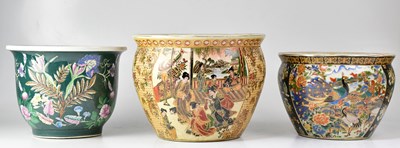 Lot 633 - Three various Japanese jardinières to include...