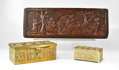 Lot 592 - Two German brass ecclesiastical boxes, each...