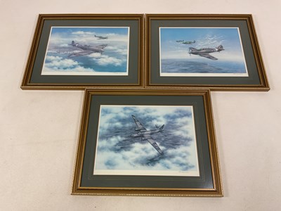 Lot 310 - UNATTRIBUTED; three WWII aircraft prints,...