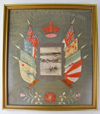 Lot 666 - An early 20th century hand embroidered panel...