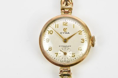 Lot 561 - CYMA; a lady's 9ct gold wristwatch, approx 18.7g.