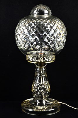 Lot 3014 - A large cut glass mushroom lamp with bulbous...