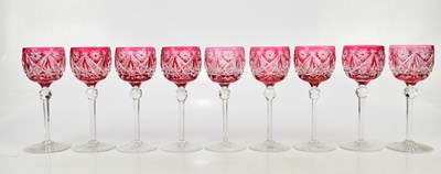 Lot 3027 - Nine early 20th century cranberry and clear...