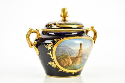 Lot 2920 - SÈVRES; a hand painted twin handled lidded...
