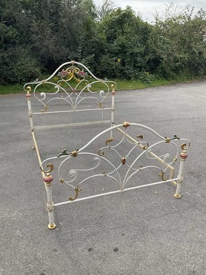 Lot 1177 - A Victorian style white painted queen size bed...