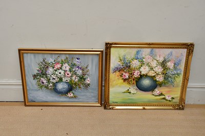 Lot 1781 - THERESA RICHARDS; two oils on board, both...