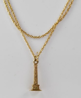 Lot 1197 - PEEL TOWER; a 9ct gold tower pendant, height...