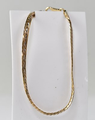 Lot 1143 - A 9ct gold herringbone link bracelet with...