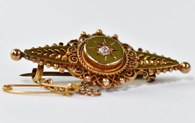Lot 1169 - A 15ct gold Victorian diamond set brooch, with...
