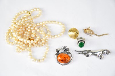 Lot 1227 - Two simulated pearl necklaces, both with 9ct...