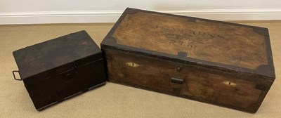 Lot 555 - A large aluminium lined wood chest with metal...