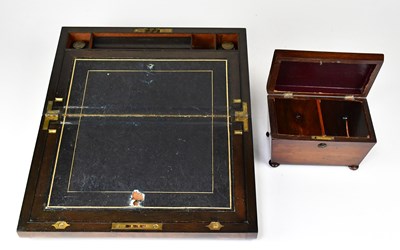 Lot 569 - A Victorian brass bound walnut writing slope...