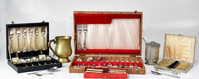 Lot 881 - A quantity of cased sets of silver-plated...