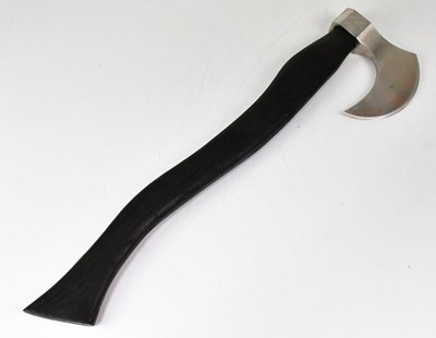 Lot 635 - A re-enactment battle axe with leather sheath...