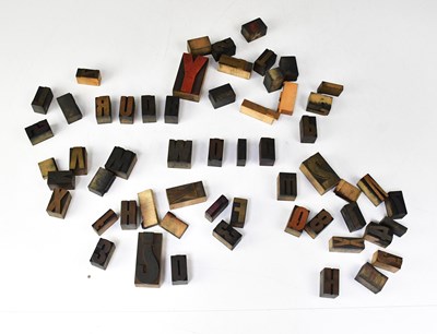 Lot 601 - A large quantity of wooden printers' block...