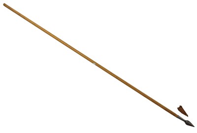 Lot 352 - A re-enactment long spear with leather sheath,...