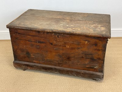 Lot 549 - A 19th century stained pine blanket box on...