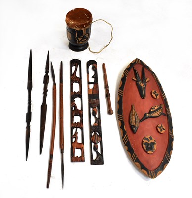 Lot 589 - A collection of African tribal items to...
