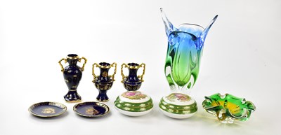 Lot 3028 - An Art Glass vase with a bowl, height of vase...