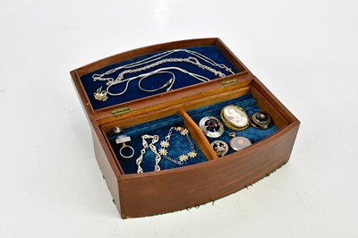 Lot 478 - A Victorian black enamel, agate and seed pearl...