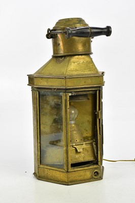 Lot 1584 - A vintage brass lantern, converted to...
