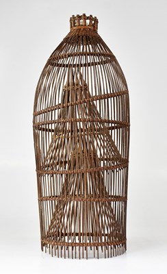 Lot 587 - A vintage Thai woven rattan fish trap, height...