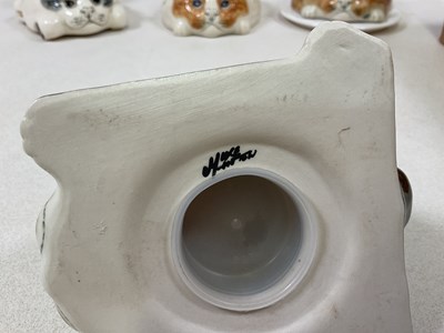 Lot 162 - MIKE HINTON; a collection of ceramic cat...