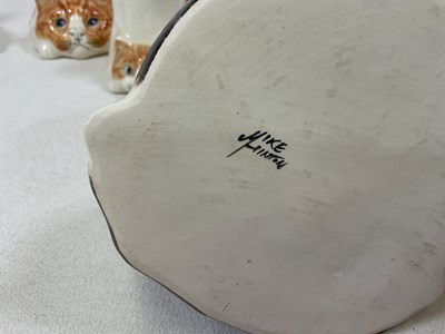Lot 162 - MIKE HINTON; a collection of ceramic cat...
