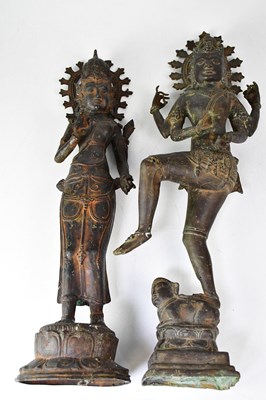 Lot 645 - Two large Hindu bronze figures, comprising a...
