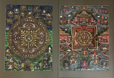 Lot 266 - Two large late 19th century Nepalese thangka,...