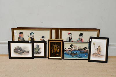 Lot 2728 - A collection of four Chinese textile pictures...