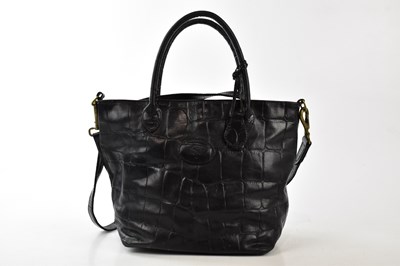 Lot 770 - MULBERRY; a black vintage embossed crocodile...
