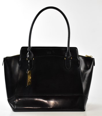 Lot 757 - RALPH LAUREN; a large black leather handbag...