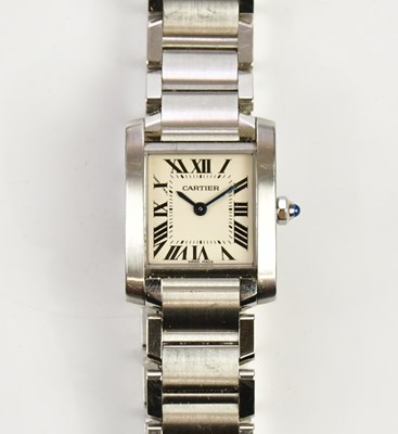 Lot 547 - CARTIER; a lady's stainless steel tank...