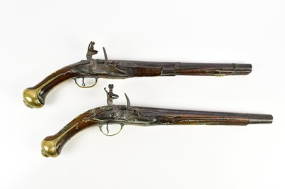 Lot 1451 - A near pair of 19th century 16 bore flintlock...
