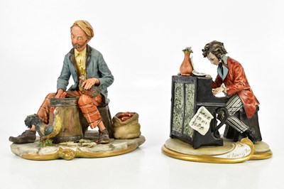 Lot 2850 - CAPODIMONTE; two figures comprising man...
