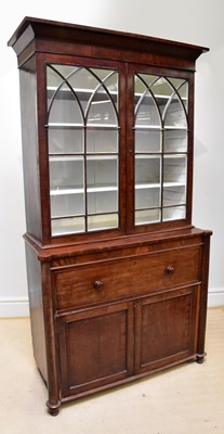 Lot 1007 - A large 19th century mahogany secretaire...