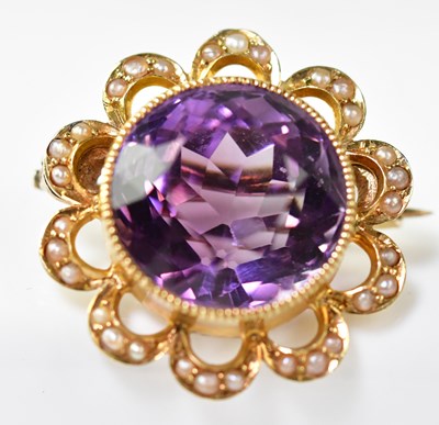 Lot 1172 - An early 20th century amethyst, seed pearl and...