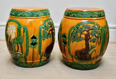 Lot 2707 - Two modern Chinese sancai glazed ceramic...