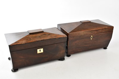 Lot 1405 - Two Victorian tea caddies including a rosewood...