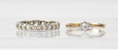 Lot 1111 - A 9ct white gold solitaire diamond ring,...
