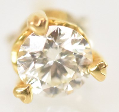 Lot 327 - An 18ct yellow gold single diamond ear stud...