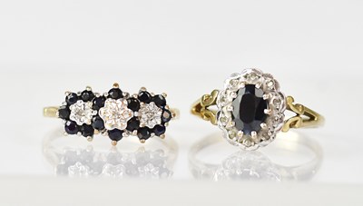 Lot 1116 - Two 9ct gold rings, one illusion set with tiny...
