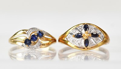 Lot 1113 - Two 9ct gold rings, both set with small...