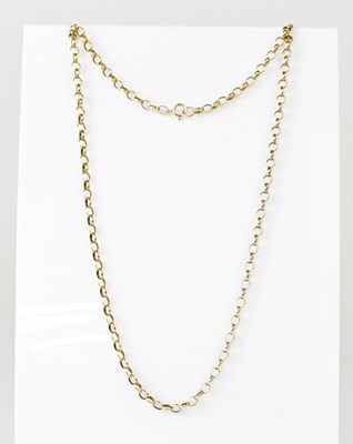 Lot 1216 - A 9ct gold belcher link chain, length 76cm,...