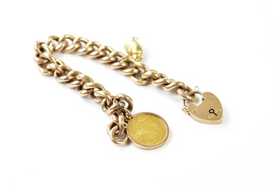 Lot 1120 - A 9ct rose gold curb link bracelet with...