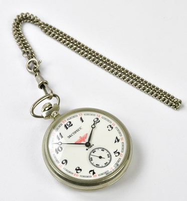 Lot 1204 - A Russian crown wind Railway pocket watch, the...