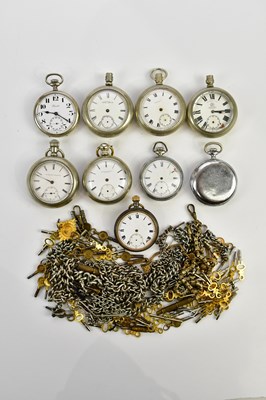 Lot 715 - A collection of nine base metal cased pocket...